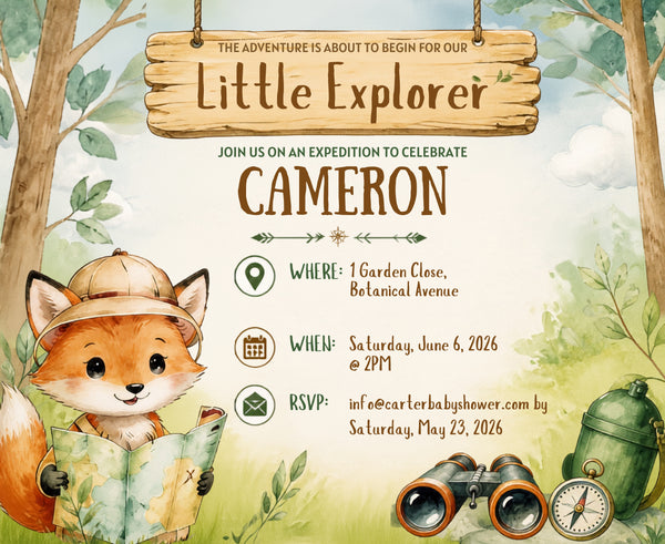 Little Explorer - Baby Shower Invitation Pack (Boys)