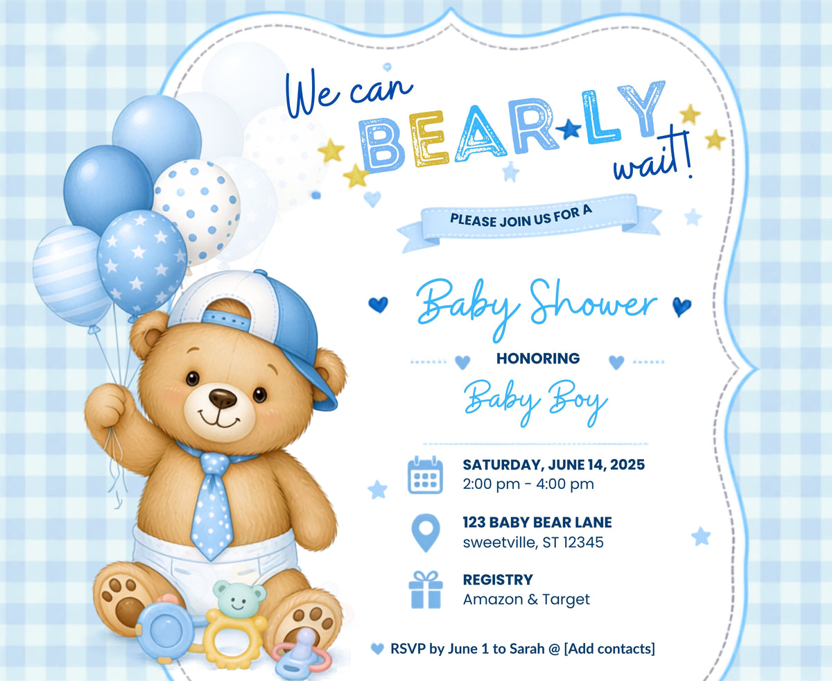 We can BEAR-ly wait - Baby Shower Invitation Pack