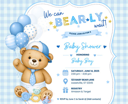 We can BEAR-ly wait - Baby Shower Invitation Pack