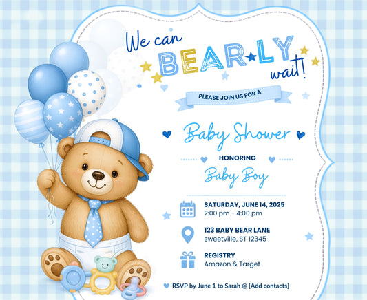 We can BEAR-ly wait - Baby Shower Invitation Pack