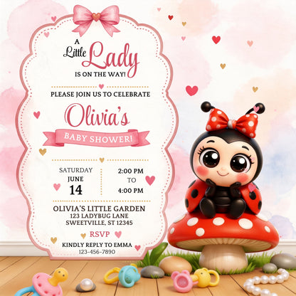 Little Lady - Lady Bug Baby Shower eVite Bundle (Girl)