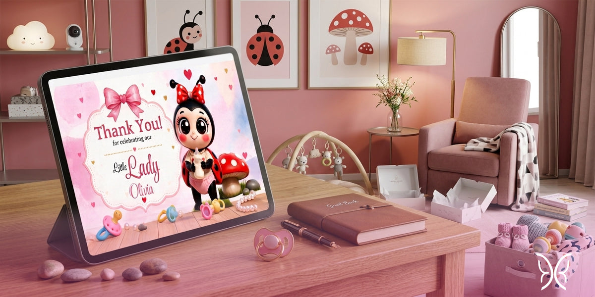 Little Lady - Lady Bug Baby Shower eVite Bundle (Girl)